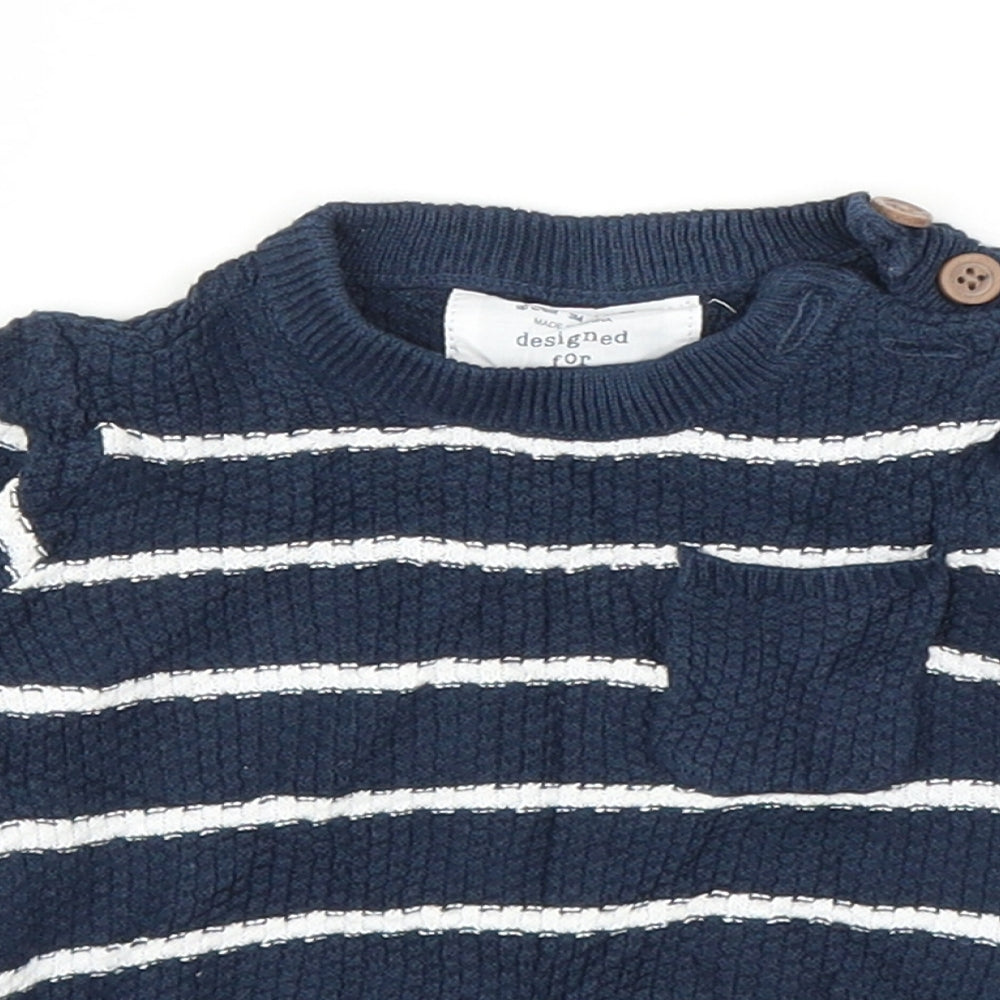 F&F Baby Blue Striped  Pullover Jumper Size 0-3 Months