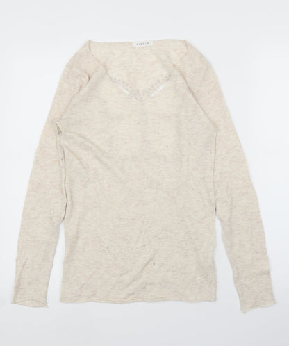 Nicole Womens Beige   Basic Blouse Size S  - Butterfly