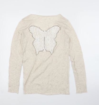 Nicole Womens Beige   Basic Blouse Size S  - Butterfly