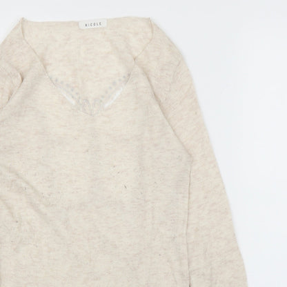 Nicole Womens Beige   Basic Blouse Size S  - Butterfly