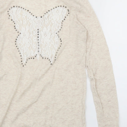 Nicole Womens Beige   Basic Blouse Size S  - Butterfly