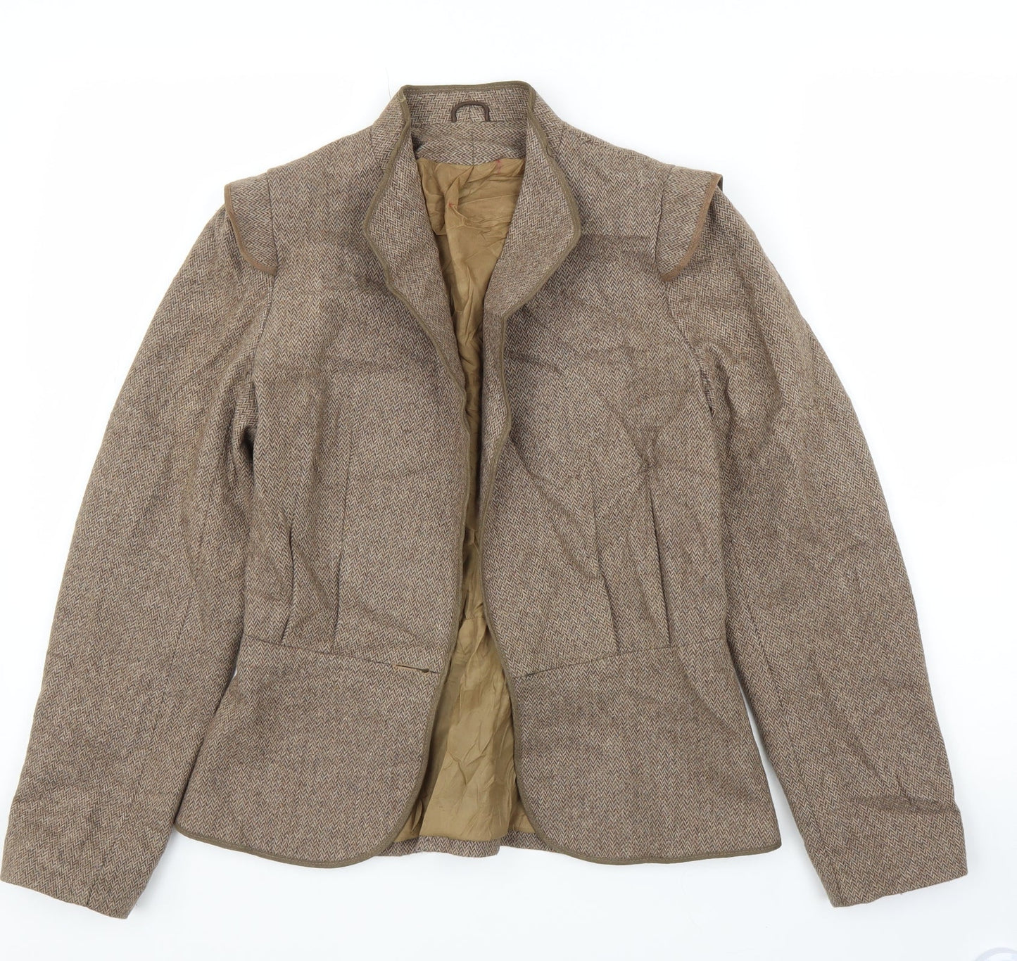 Preworn Womens Brown Herringbone  Cardigan Jumper Size S
