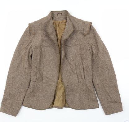 Preworn Womens Brown Herringbone  Cardigan Jumper Size S