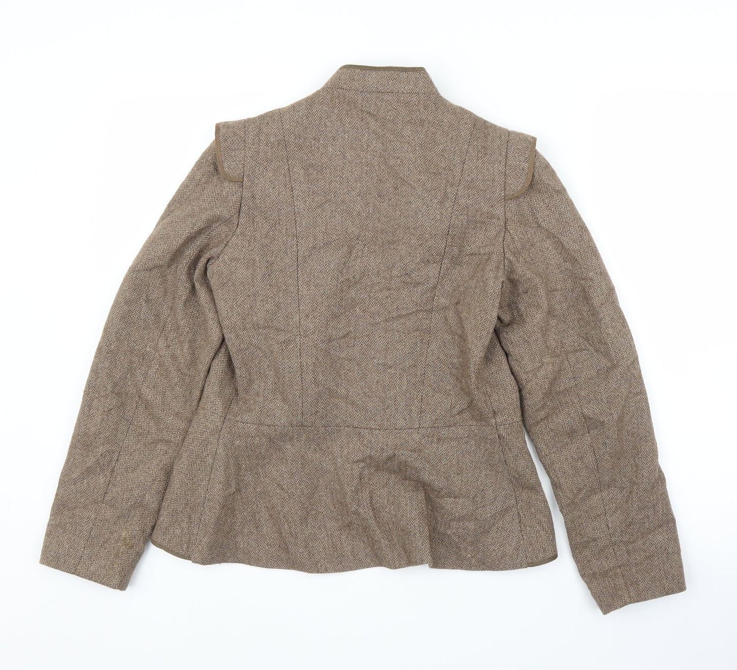 Preworn Womens Brown Herringbone  Cardigan Jumper Size S