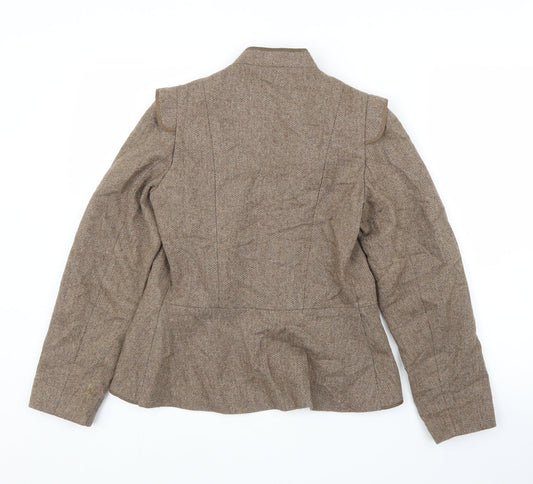 Preworn Womens Brown Herringbone  Cardigan Jumper Size S