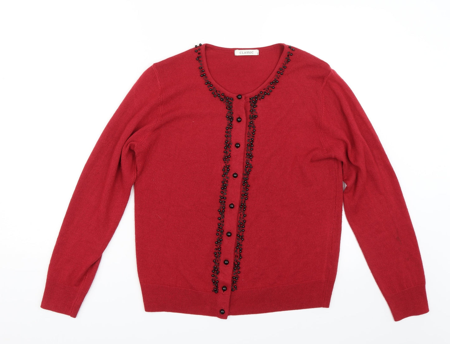 Womens UK Size 10 Classic Red Cardigan Jumper