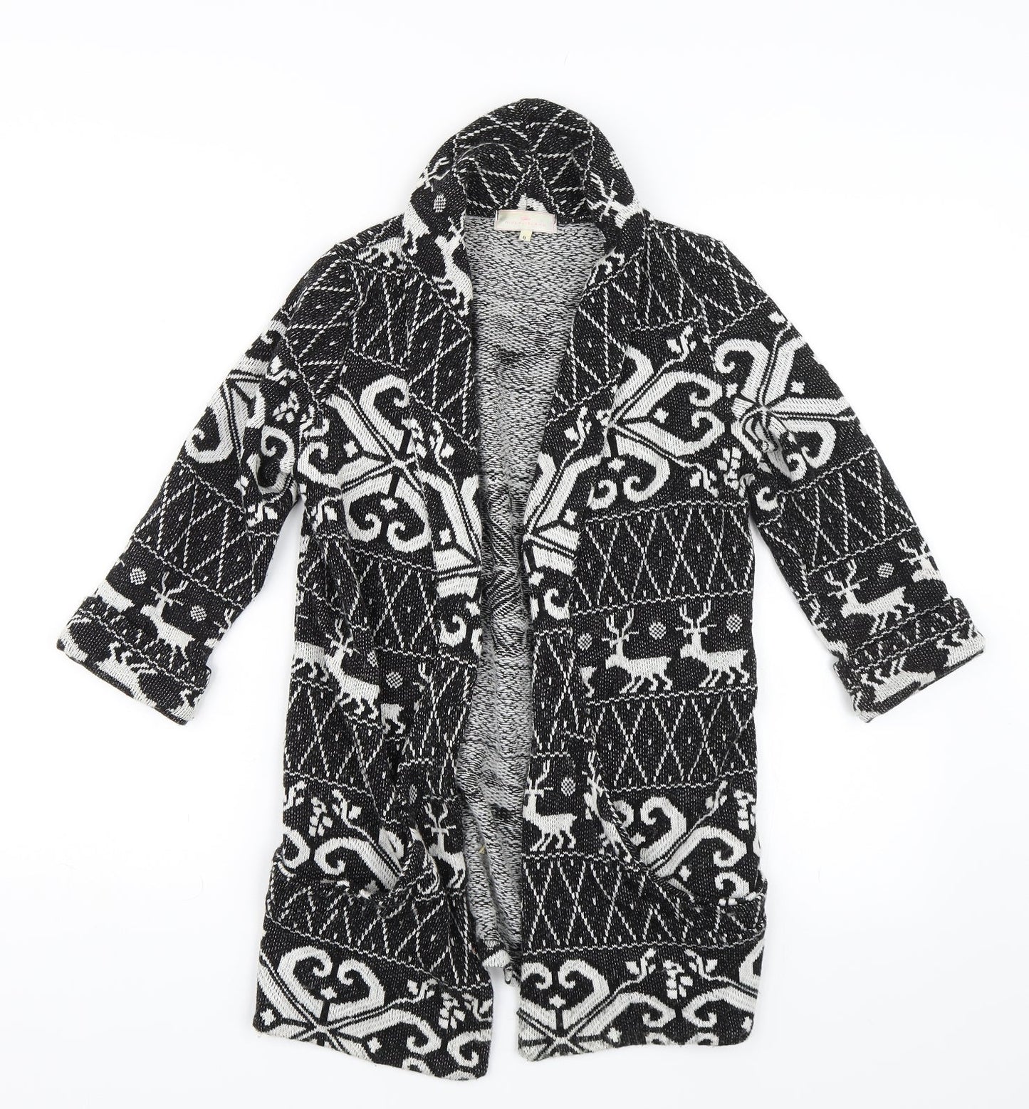 River Island Womens Black Argyle/Diamond  Cardigan Jumper Size 8