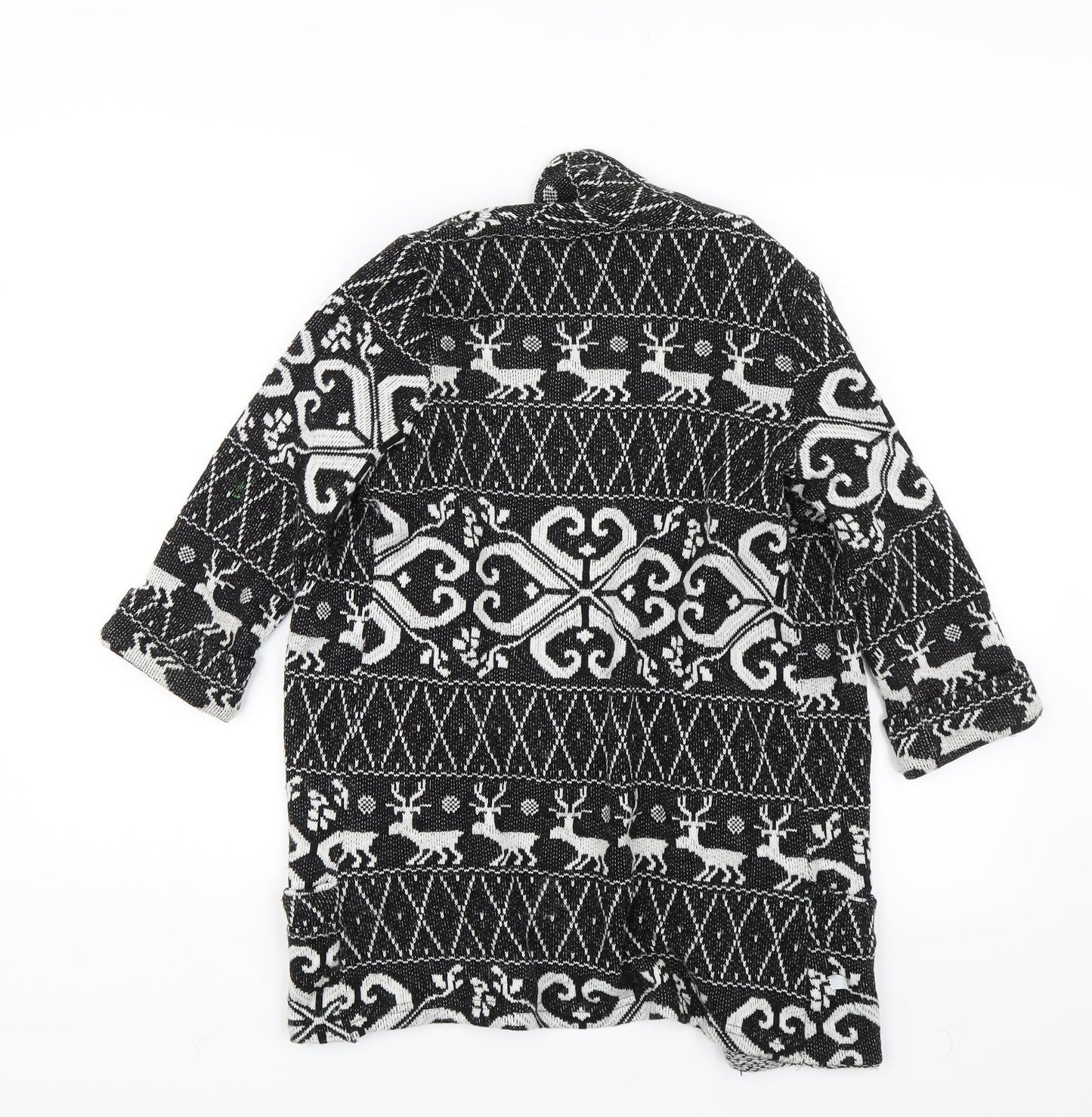 River Island Womens Black Argyle/Diamond  Cardigan Jumper Size 8