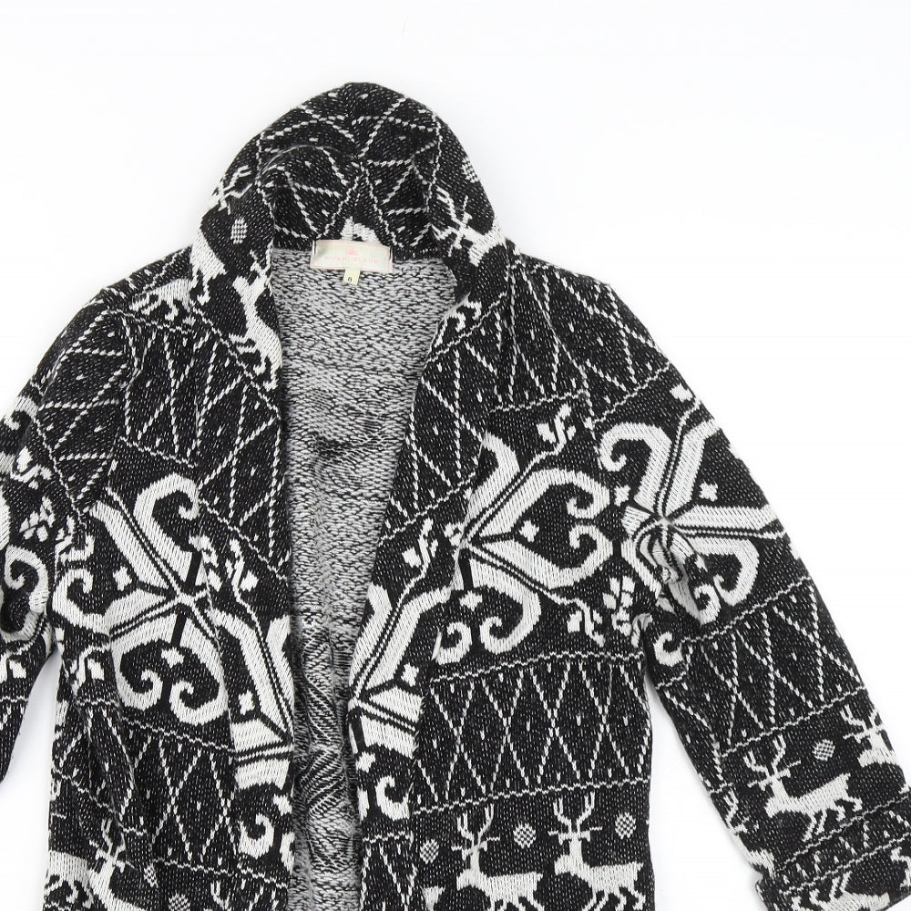 River Island Womens Black Argyle/Diamond  Cardigan Jumper Size 8