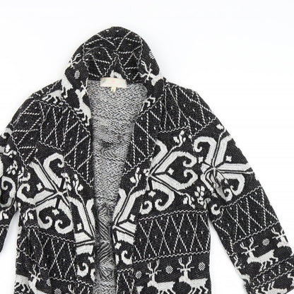 River Island Womens Black Argyle/Diamond  Cardigan Jumper Size 8