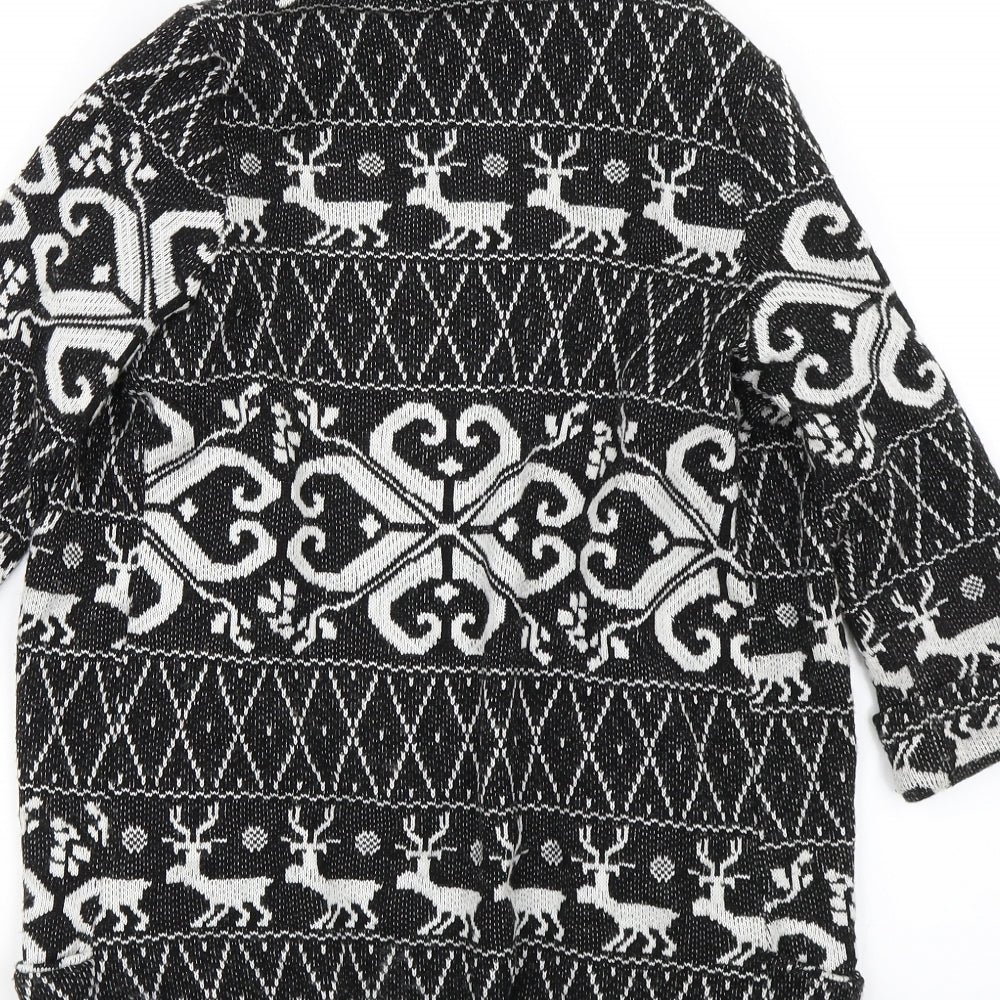 River Island Womens Black Argyle/Diamond  Cardigan Jumper Size 8