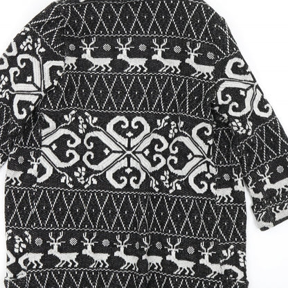 River Island Womens Black Argyle/Diamond  Cardigan Jumper Size 8
