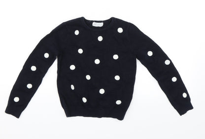 H&M Girls Blue Polka Dot  Pullover Jumper Size 5 Years