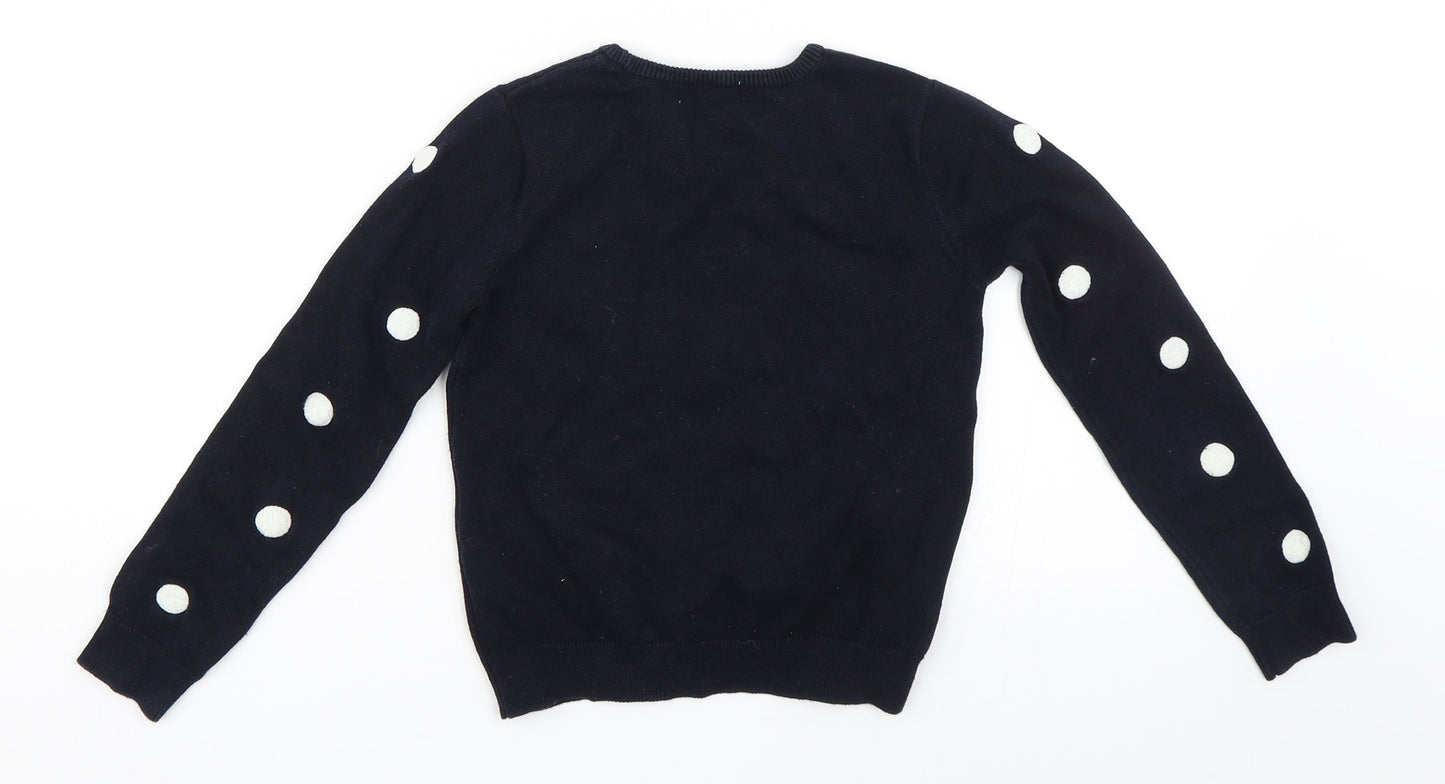 H&M Girls Blue Polka Dot  Pullover Jumper Size 5 Years