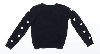 H&M Girls Blue Polka Dot  Pullover Jumper Size 5 Years