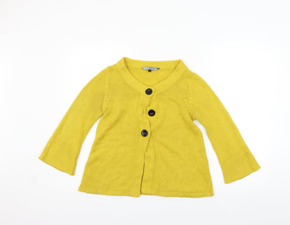 Womens UK Size 8 Red Herring Yellow Cardigan Jumper