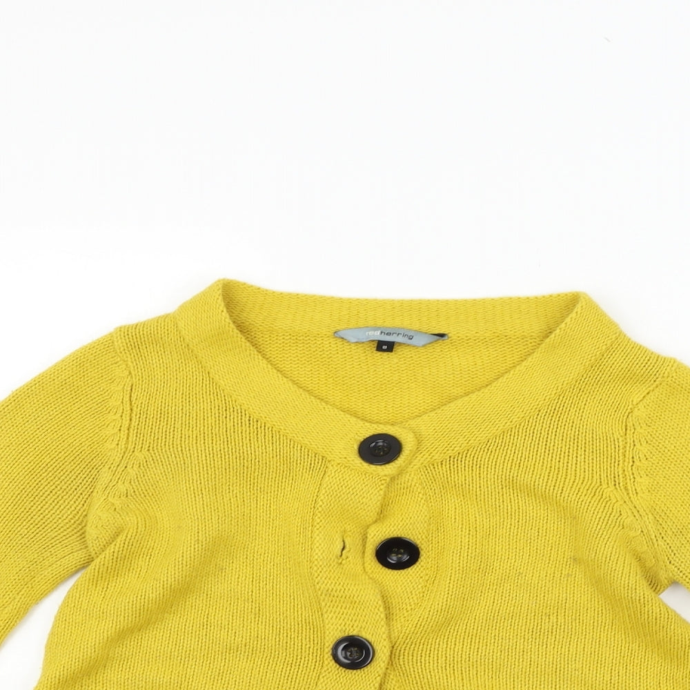 Womens UK Size 8 Red Herring Yellow Cardigan Jumper