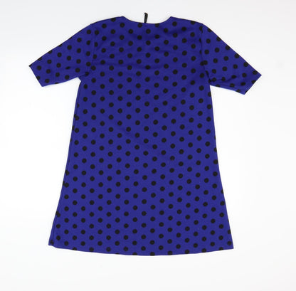 Ofelia Womens Blue Polka Dot  Jumper Dress  Size M