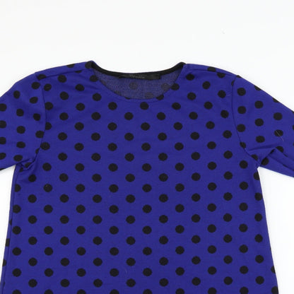 Ofelia Womens Blue Polka Dot  Jumper Dress  Size M