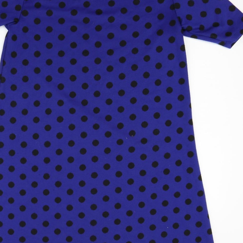 Ofelia Womens Blue Polka Dot  Jumper Dress  Size M