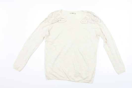 TU Womens Beige Striped  Pullover Jumper Size 8