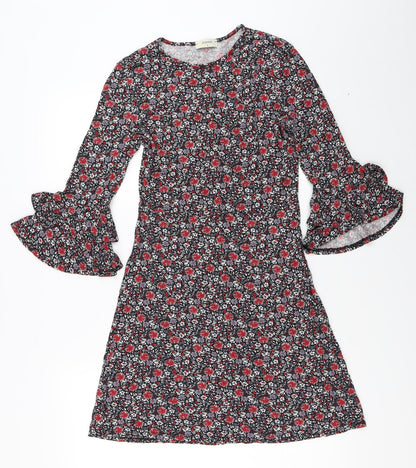 Papaya Womens Black Floral  Fit & Flare  Size S