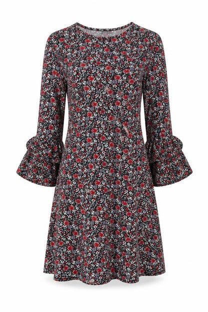 Papaya Womens Black Floral  Fit & Flare  Size S
