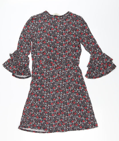 Papaya Womens Black Floral  Fit & Flare  Size S