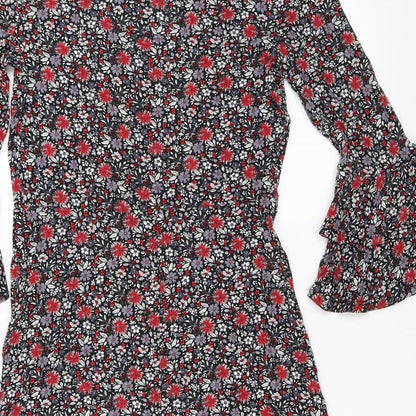 Papaya Womens Black Floral  Fit & Flare  Size S