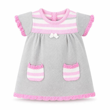 Front view of Gymboree girls’ grey shift, size 0-3, months
