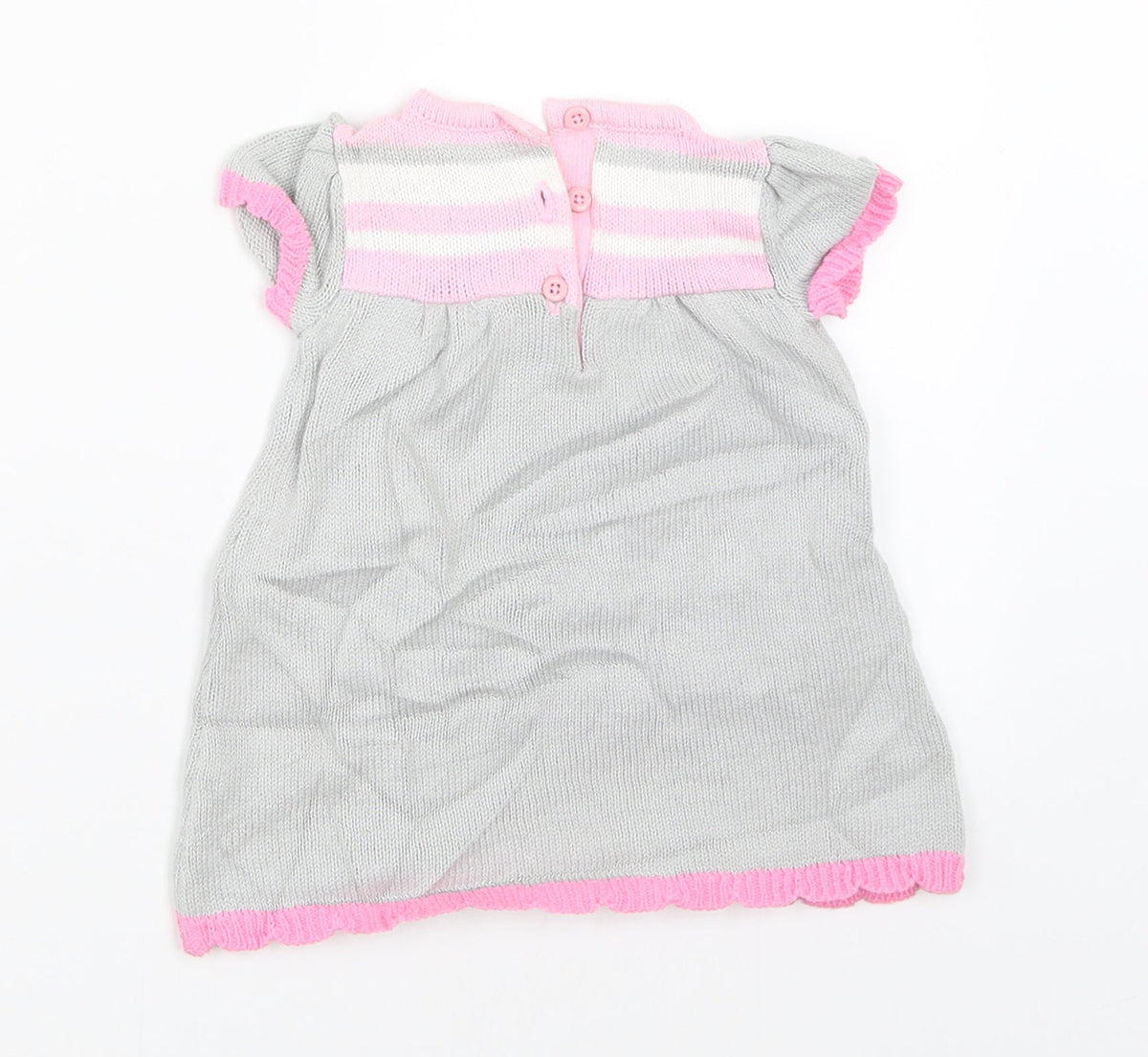 Back view of Gymboree girls’ grey shift, size 0-3, months