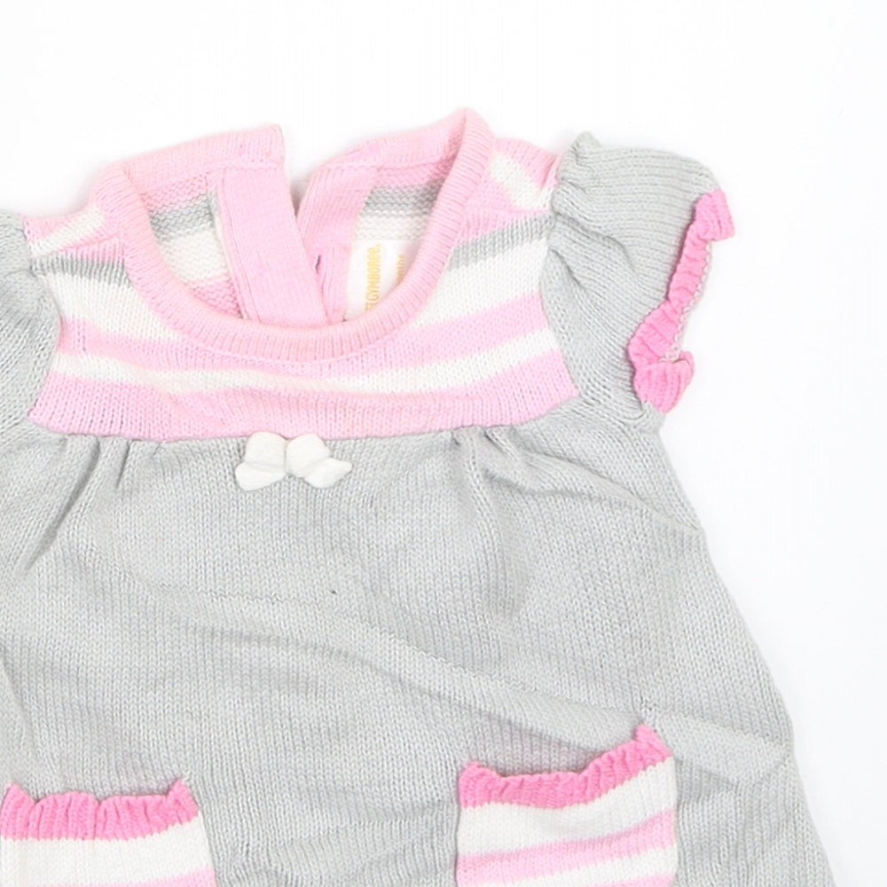 Close-up detail of Gymboree girls’ grey shift, size 0-3, months
