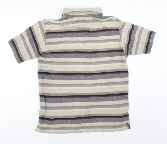 Chisel Mens Beige Striped   Polo Size M