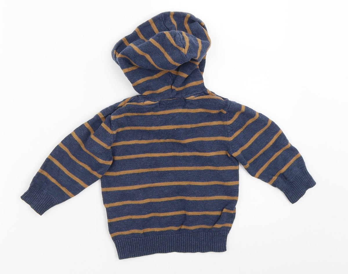 H&M Boys Blue Striped  Pullover Jumper Size 9-12 Months
