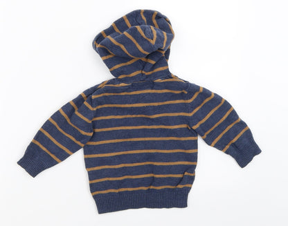 H&M Boys Blue Striped  Pullover Jumper Size 9-12 Months