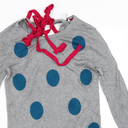 Close-up detail of mamas & papas women’s grey jumper, size UK 12