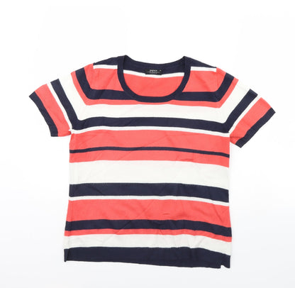 Additional front view of Papaya women’s pink striped jumper, size UK 12