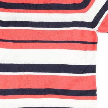 Brand and care label for Papaya women’s pink striped jumper, size UK 12