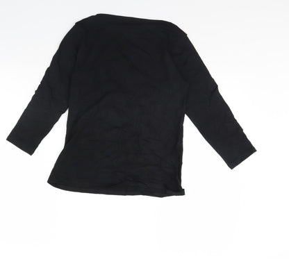 Womens UK Size 12 Preworn Black Basic T-Shirt