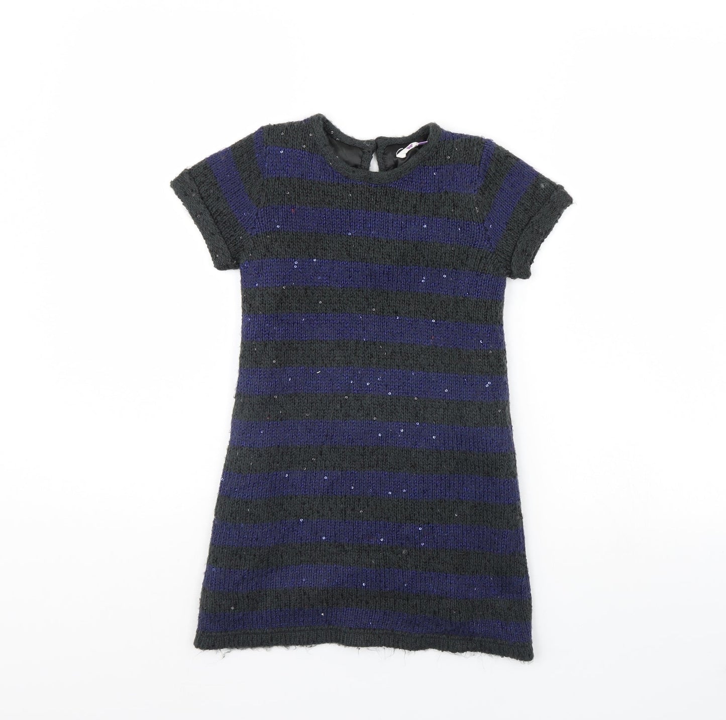 John Lewis Girls Green Striped  Jumper Dress  Size 5 Years