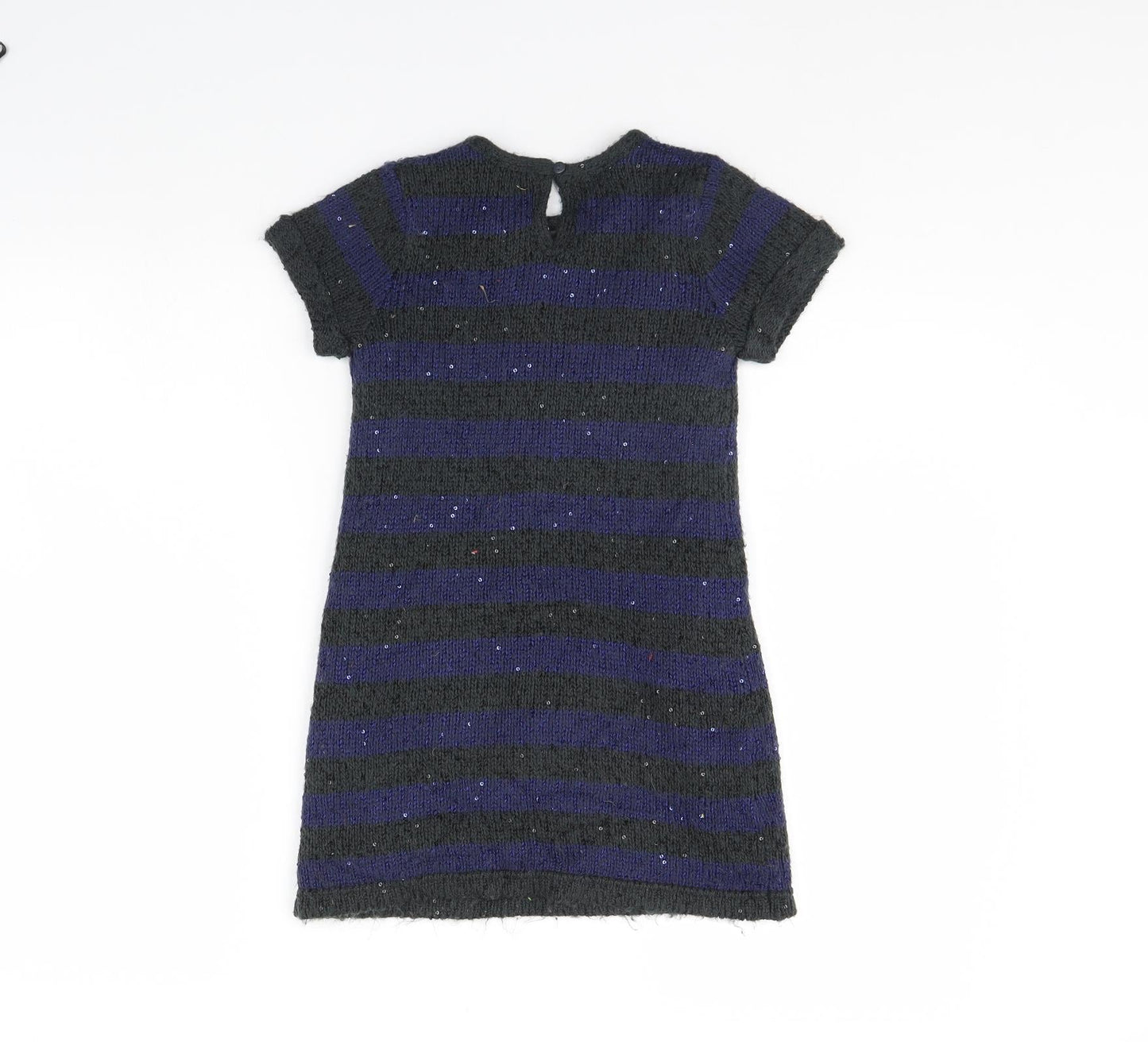 John Lewis Girls Green Striped  Jumper Dress  Size 5 Years