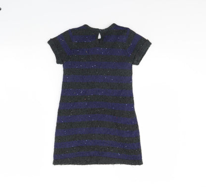 John Lewis Girls Green Striped  Jumper Dress  Size 5 Years