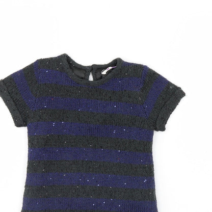John Lewis Girls Green Striped  Jumper Dress  Size 5 Years