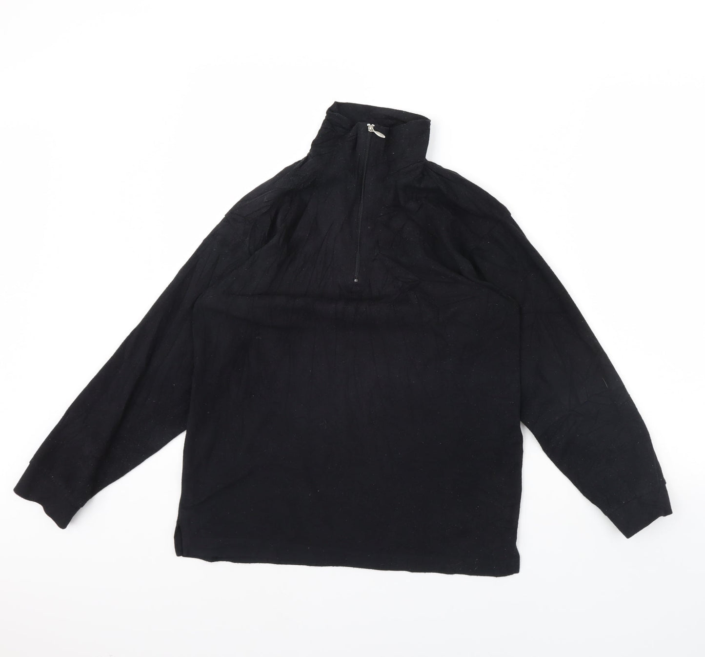Preworn Boys Black  Fleece Henley Jumper Size XL