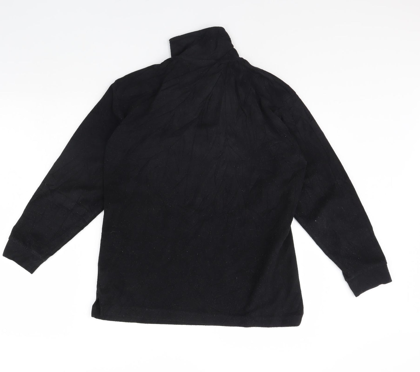 Preworn Boys Black  Fleece Henley Jumper Size XL