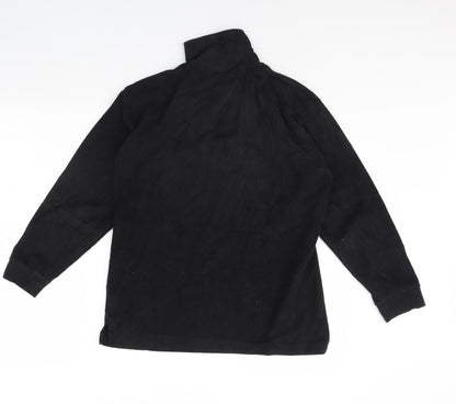 Preworn Boys Black  Fleece Henley Jumper Size XL