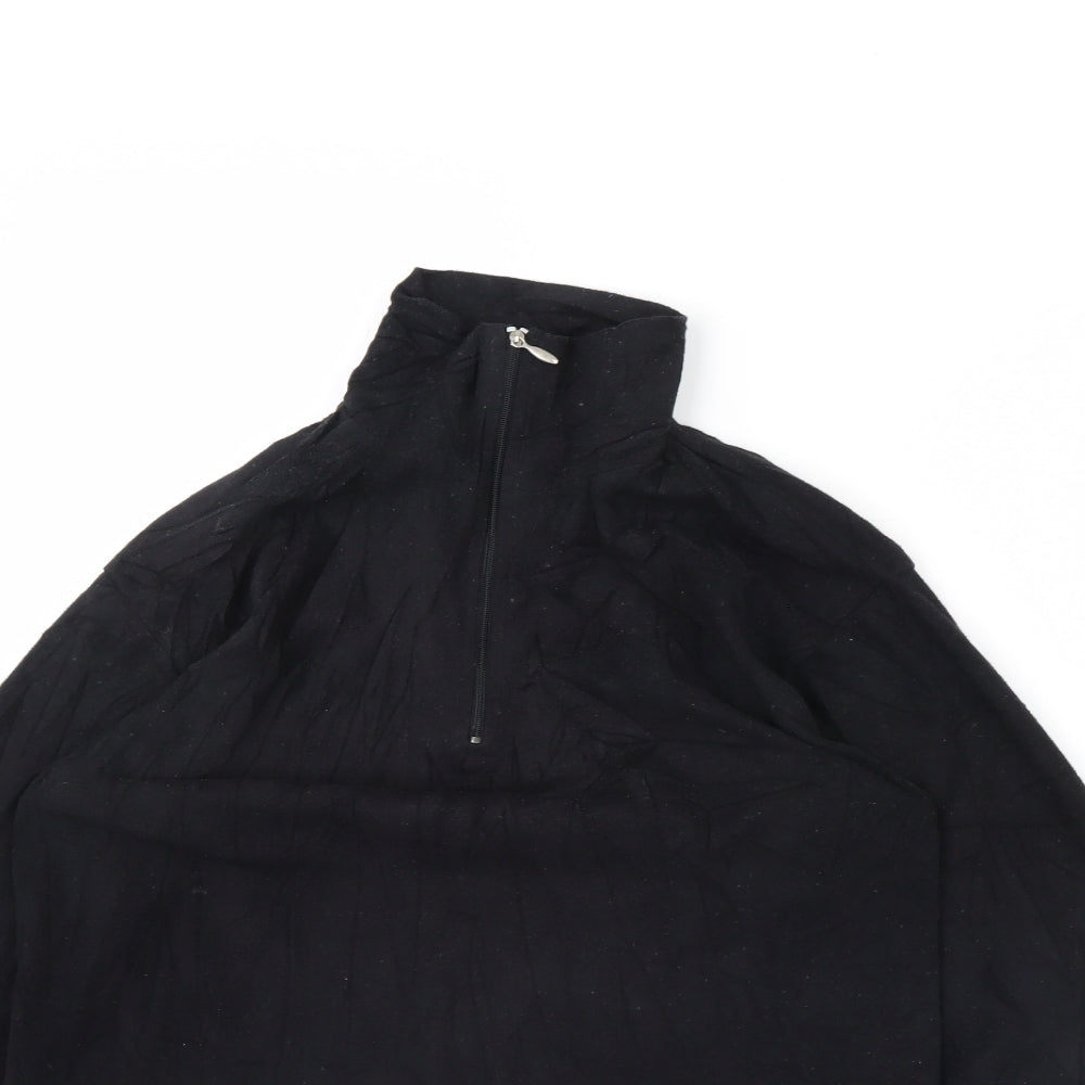 Preworn Boys Black  Fleece Henley Jumper Size XL