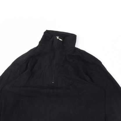 Preworn Boys Black  Fleece Henley Jumper Size XL