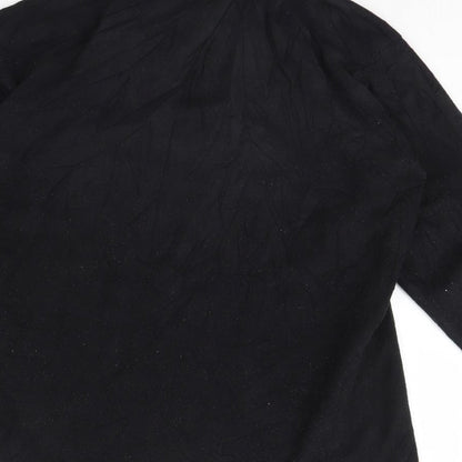 Preworn Boys Black  Fleece Henley Jumper Size XL