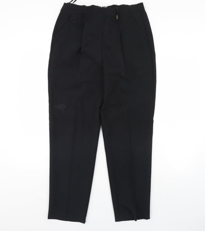 Womens UK Size 12 Classic Regular Fit Dress Pants Black Trousers